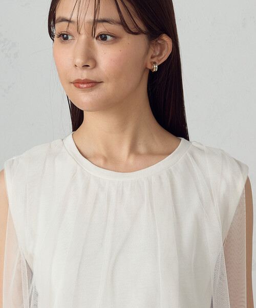 COMME CA ISM（コムサイズム）の「チュール　ノースリーブカットソー（Tシャツ/カットソー・レディース・アイボリー/ブラック/ダークブラウン・LARGE/MEDIUM）」の18枚目の写真