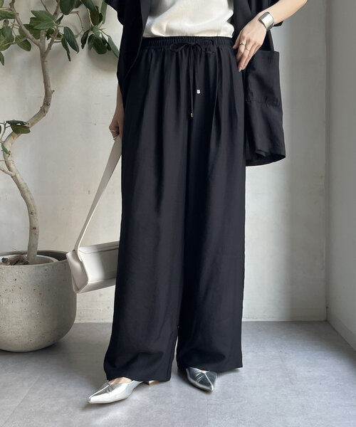 DouDou  ドゥドゥ タグ付き  ワイドパンツ メンズ レディース 黒 タックワイドパンツ（スラックス）｜DouDou（ドゥドゥ）の