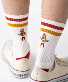 覆面レスラーリフレクションライン刺繍ソックス