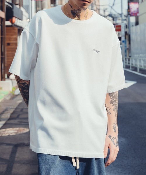 Subciety(サブサエティ)の「Knit tee -flow-(Tシャツ/カットソー・メンズ・ホワイト/ブラック/カーキ/ライム・SMALL/MEDIUM/LARGE/X-LARGE)」の2枚目の写真