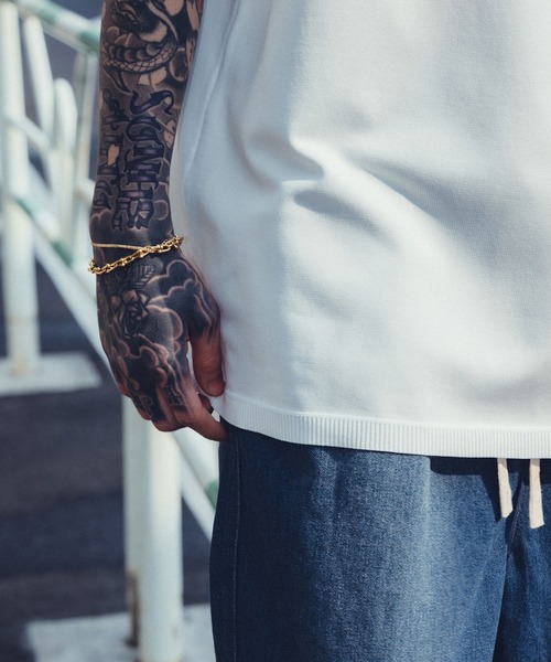 Subciety(サブサエティ)の「Knit tee -flow-(Tシャツ/カットソー・メンズ・ホワイト/ブラック/カーキ/ライム・SMALL/MEDIUM/LARGE/X-LARGE)」の10枚目の写真