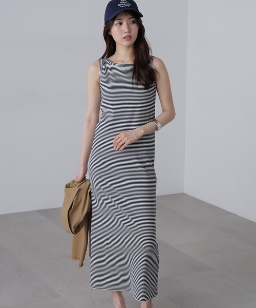 FREE'S MART（フリーズマート）の「◆ボートネックリブタンクトップワンピース（ワンピース・レディース・ネイビー系/ブラック/ブラウン系その他・SMALL/MEDIUM）」の3枚目の写真