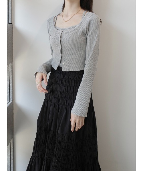 amel(エイメル)の「2ピースクロップドリブトップス/グレー(Tシャツ/カットソー・レディース・グレー・FREE)」の7枚目の写真
