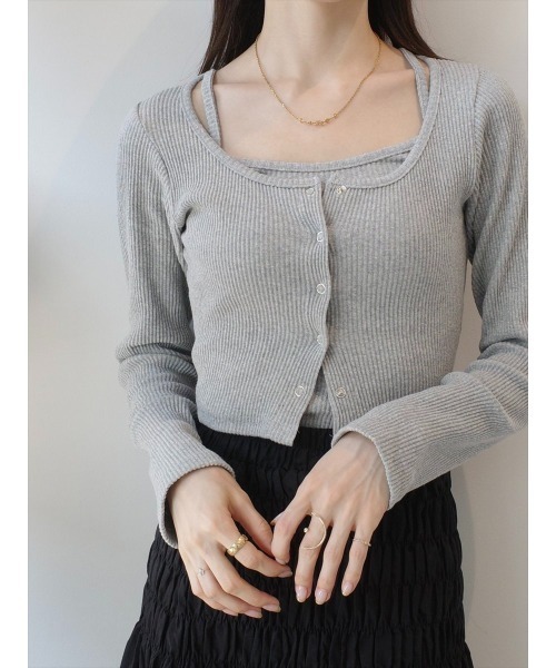 amel(エイメル)の「2ピースクロップドリブトップス/グレー(Tシャツ/カットソー・レディース・グレー・FREE)」の8枚目の写真