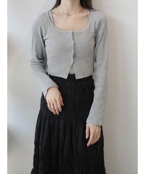 amel(エイメル)の「2ピースクロップドリブトップス/グレー(Tシャツ/カットソー・レディース・グレー・FREE)」の21枚目の写真