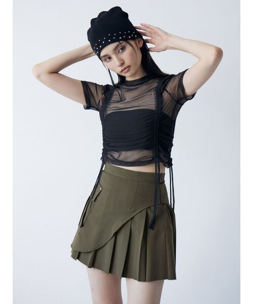 MURUA（ムルーア）の「カットオフアシメプリーツスカート（スカート・レディース・その他1/ブラック/カーキ・1/2）」の8枚目の写真
