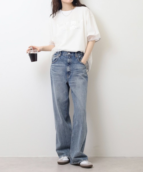 EGLANTINE（エグランティーヌ）の「EGLANTINE チュール重ね ロゴカットソー 半袖Tシャツ（Tシャツ/カットソー・レディース・オフホワイト/グレー/グレイッシュブルー/シルバーグレー・40）」の10枚目の写真