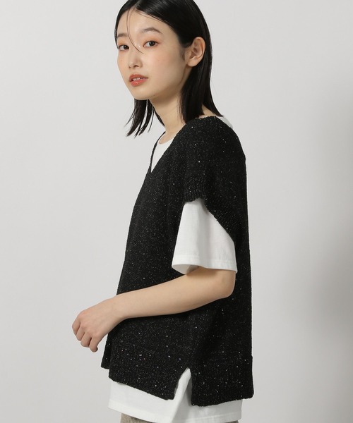 LAKOLE（ラコレ）の「スパンコールニットベスト / 491582（ベスト・レディース・アイボリー/ブラック/ブルー・FREE）」の13枚目の写真