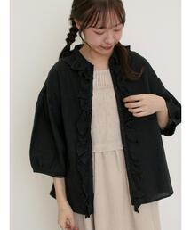 Samansa Mos2 | 【Cross×Linen】フリルブラウス(シャツ/ブラウス)