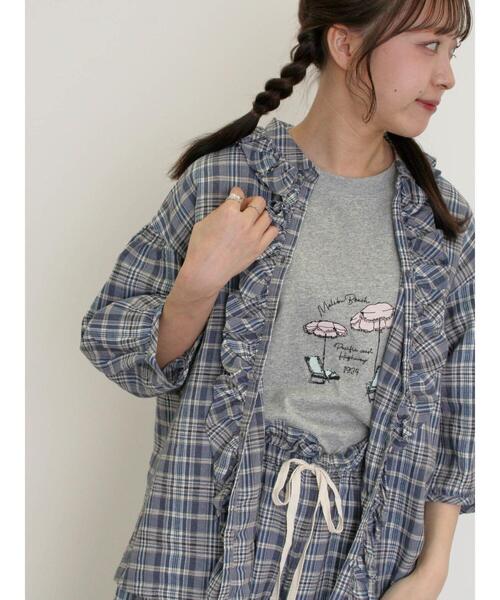 Samansa Mos2(サマンサ モスモス)の「【Cross×Linen】フリルブラウス(シャツ/ブラウス・レディース・ベージュ/ネイビー/ブラック/レッド/グリーン・F)」の12枚目の写真