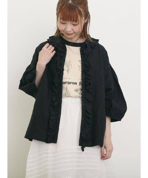 Samansa Mos2(サマンサ モスモス)の「【Cross×Linen】フリルブラウス(シャツ/ブラウス・レディース・ベージュ/ネイビー/ブラック/レッド/グリーン・F)」の18枚目の写真