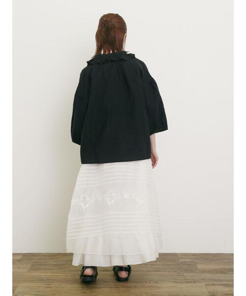 Samansa Mos2(サマンサ モスモス)の「【Cross×Linen】フリルブラウス(シャツ/ブラウス・レディース・ベージュ/ネイビー/ブラック/レッド/グリーン・F)」の21枚目の写真