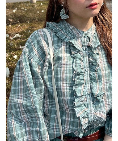 Samansa Mos2（サマンサ モスモス）の「【Cross×Linen】フリルブラウス