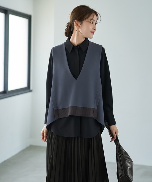 LUXE】前後差テールVネックベスト（ベスト）｜STYLE DELI（スタイル