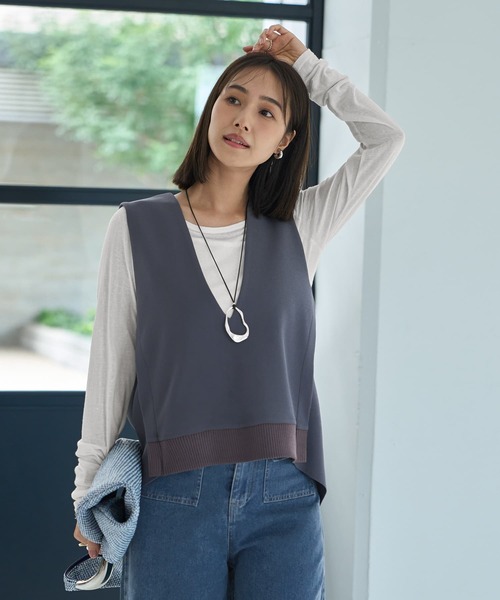 LUXE】前後差テールVネックベスト（ベスト）｜STYLE DELI（スタイル