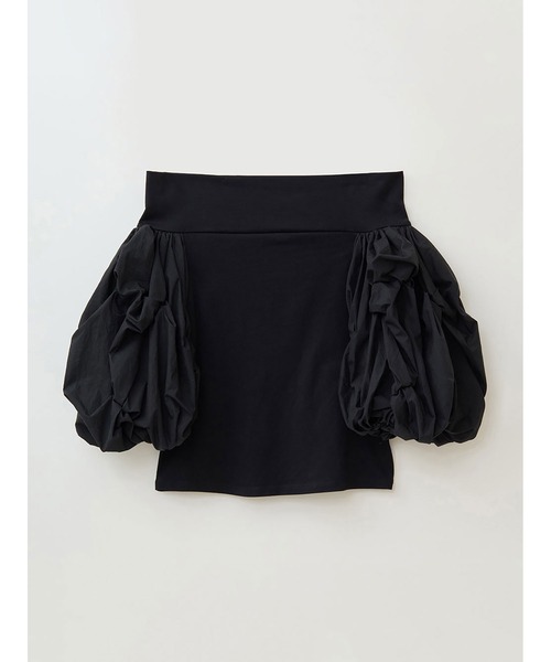 ELE STOLYOF　ボリュームスリーブのカットソー tops-02517 ボリュームスリーブ カットソー ホワイト ブラック