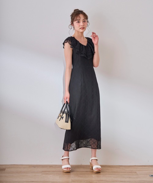 セール】2025春夏新作 フリルカラーレースワンピース