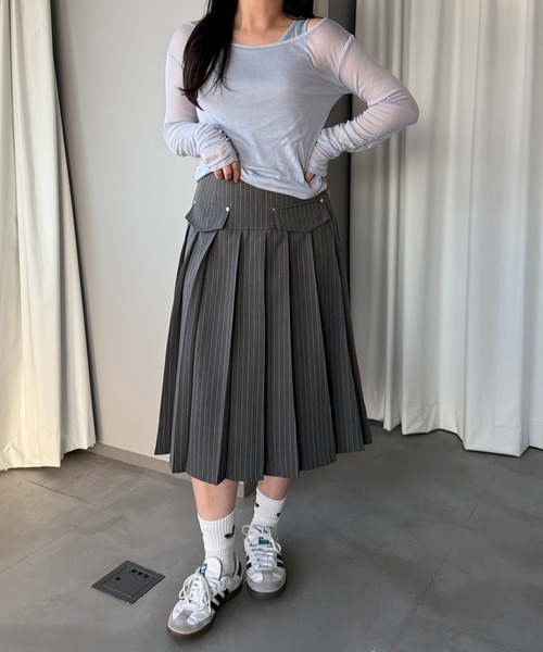 apres jour mignon(アプレジュールミニョン)の「ミドルプリーツスカート【ZOZOTOWN限定アイテム】(スカート・レディース・グレー/グレー系その他/ブラック・フリー/X-LARGE)」の6枚目の写真