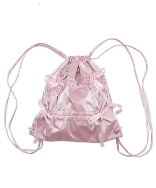 WEGO(ウィゴー)の「WEGO/ドロストリボンギャザーナップサック(バックパック/リュック・レディース・ライトピンク/ブラック/その他1/その他2・FREE)」の17枚目の写真