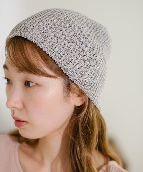 Kastane（カスタネ）の「ラメビーニー（ニットキャップ/ビーニー・レディース・ネイビー/ライトグレー/アイボリー・FREE）」の9枚目の写真