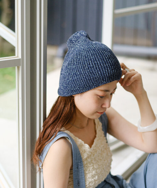 Kastane（カスタネ）の「ラメビーニー（ニットキャップ/ビーニー・レディース・ネイビー/ライトグレー/アイボリー・FREE）」の5枚目の写真