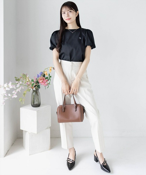 CLEAR BASIC（クリアベーシック）の「袖バルーンワンポイント刺繍Tシャツ[着回し力抜群 大人 カジュアル]≪SS新作≫（Tシャツ/カットソー・レディース・ブラック/オフホワイト/ミント/チャコールグレー・F）」の6枚目の写真