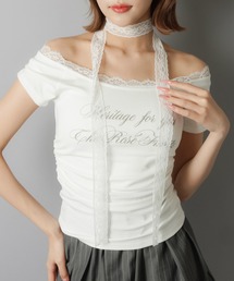 SPINNS | 【2セットアイテム】半袖ピタカットソー/レースタイ/細マフラー付(Tシャツ/カットソー)