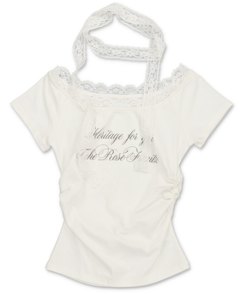 SPINNS（スピンズ）の「【2セットアイテム】半袖ピタカットソー/レースタイ/細マフラー付（Tシャツ/カットソー・レディース・ホワイト/チャコール/ブラック・ONESIZE）」の22枚目の写真