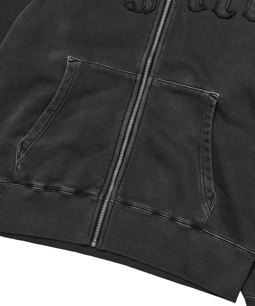 LOGO PATCH PIGMENT DYED ZIP UP SWEAT HOODIE（パーカー）｜X