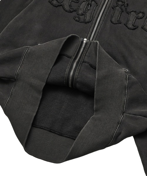 LOGO PATCH PIGMENT DYED ZIP UP SWEAT HOODIE（パーカー）｜X