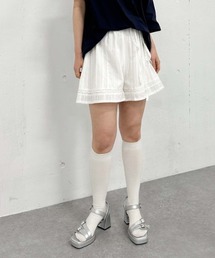 コットンレースフレアショートパンツ