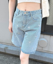【ZOZO限定】リボン刺繍ショートデニムパンツ