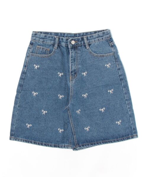 frunco（フランコ）の「【ZOZO限定】リボン刺繍ショートデニムパンツ（デニムパンツ・レディース・ライトブルー/ブルー・MEDIUM）」の16枚目の写真