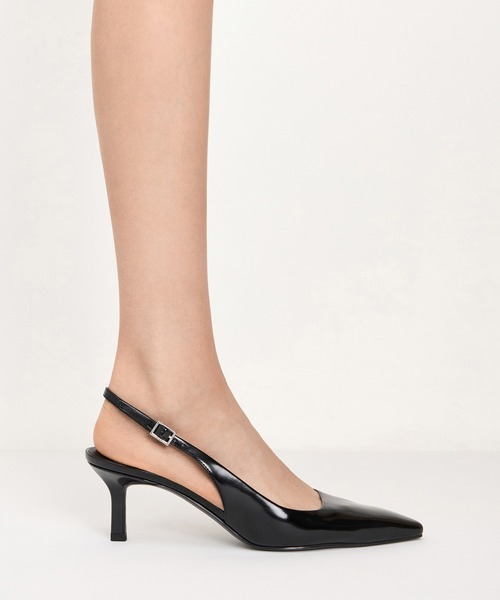 ポインテッドトゥ キトゥンヒールスリングバックパンプス（パンプス