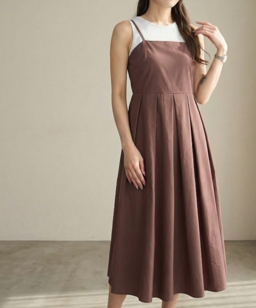 Per sist ence（パーシエンス）の「ブロードタックキャミワンピース（ワンピース・レディース・ブラウン/ブラック/アイボリー/ブルー・ONE SIZE）」の4枚目の写真