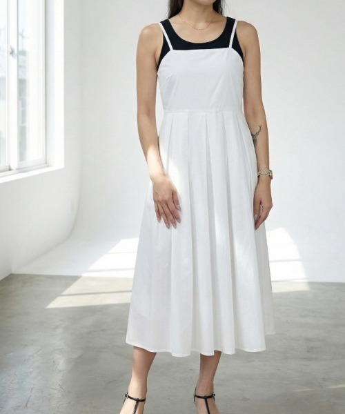 Per sist ence（パーシエンス）の「ブロードタックキャミワンピース（ワンピース・レディース・ブラウン/ブラック/アイボリー/ブルー・ONE SIZE）」の2枚目の写真