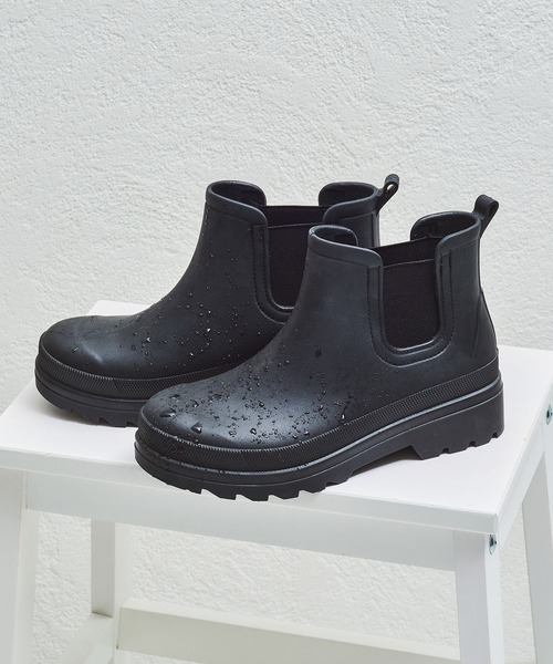 ORiental TRaffic（オリエンタルトラフィック）の「アンクル丈サイドゴア厚底レインブーツ/R-0023（レインシューズ・レディース・ブラック・S/M/L/LL）」の2枚目の写真