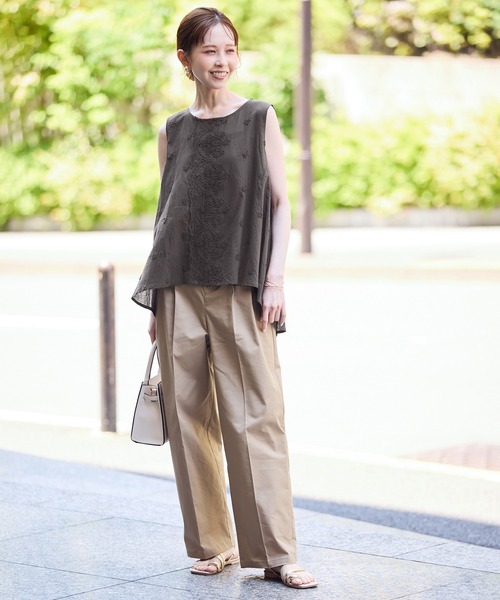 ROPE' PICNIC(ロペピクニック)の「3Dレースノースリーブブラウス(シャツ/ブラウス・レディース・オフホワイト/スミクロ・38)」の10枚目の写真