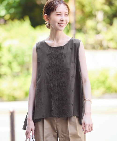 ROPE' PICNIC(ロペピクニック)の「3Dレースノースリーブブラウス(シャツ/ブラウス・レディース・オフホワイト/スミクロ・38)」の8枚目の写真