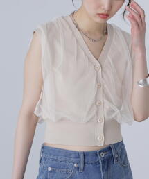 レディースのニット/セーター（ホワイト/白色系・袖なし