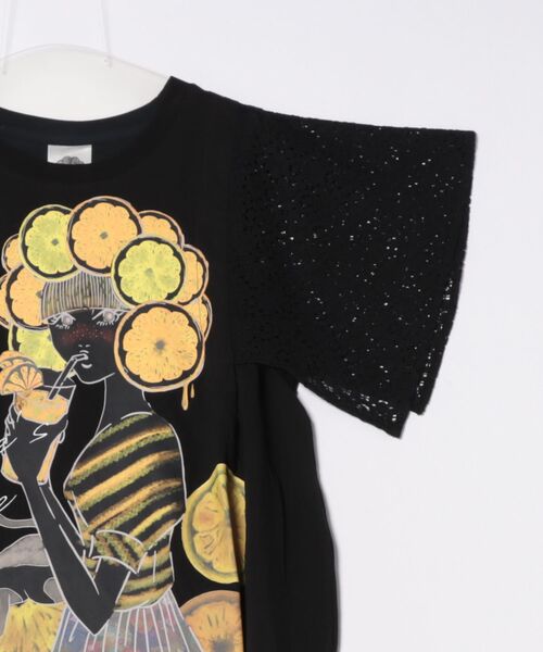 スカラー　scolar 152668：オレンジスカラーちゃん 柄レース袖Tシャツ 152668：オレンジスカラーちゃん 柄レース袖Tシャツの通販-ScoLar