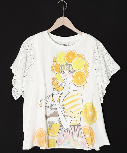 152668：オレンジスカラーちゃん 柄レース袖Tシャツ（Tシャツ