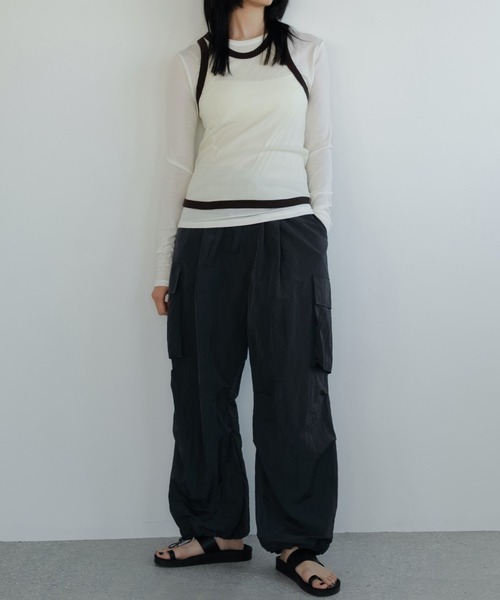 ALOUND 2TUCK NYLON CARGO PANTS XL 黒 ナイロン