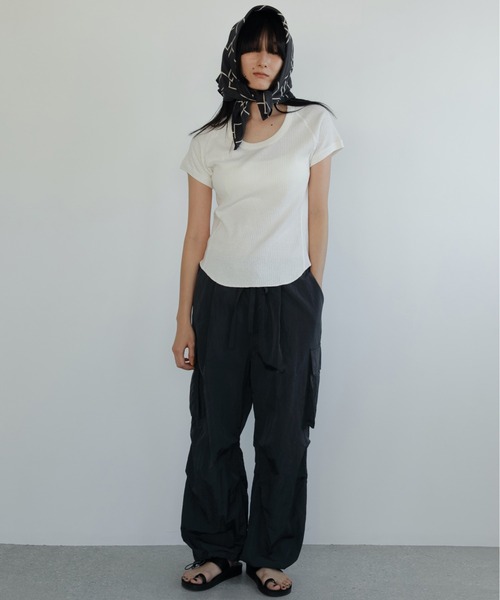 ALOUND 2TUCK NYLON CARGO PANTS XL 黒 ナイロン