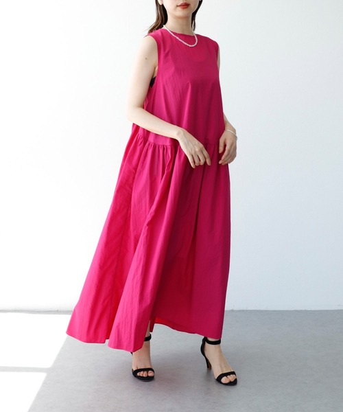 Cepica（セピカ）の「ナイロンウエストギャザー両前ワンピース（ワンピース・レディース・ピンク/ブルー・FREE）」の2枚目の写真