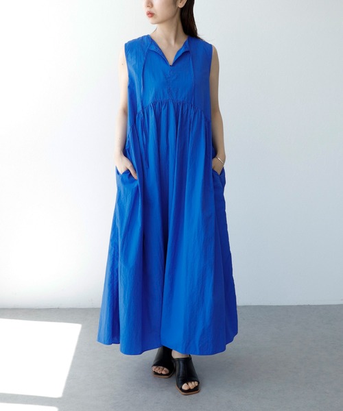 Cepica（セピカ）の「ナイロンウエストギャザー両前ワンピース（ワンピース・レディース・ピンク/ブルー・FREE）」の9枚目の写真