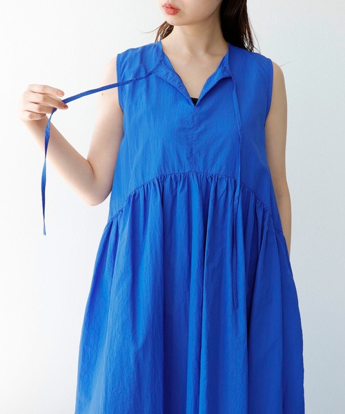 Cepica（セピカ）の「ナイロンウエストギャザー両前ワンピース（ワンピース・レディース・ピンク/ブルー・FREE）」の7枚目の写真