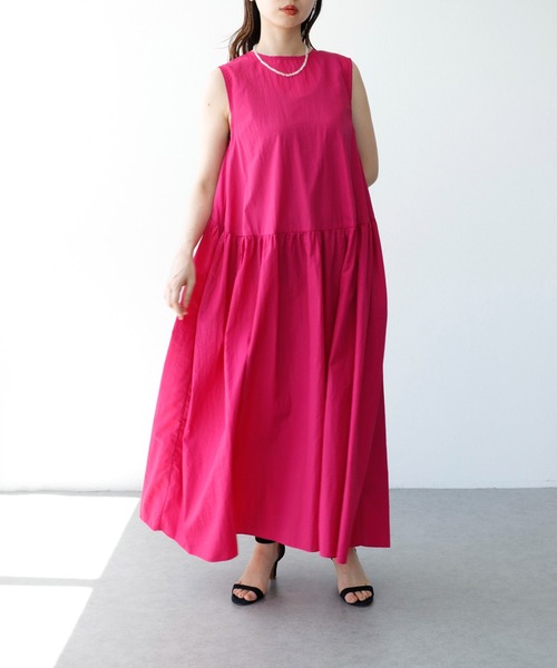 Cepica（セピカ）の「ナイロンウエストギャザー両前ワンピース（ワンピース・レディース・ピンク/ブルー・FREE）」の3枚目の写真