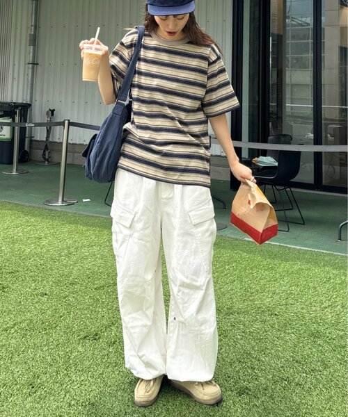 CIAOPANIC TYPY（チャオパニックティピー）の「■【UNISEX】ヴィンテージライクマルチボーダーTEE（Tシャツ/カットソー・レディース・グリーン/ボルドー/グレー/ネイビー・MEDIUM/LARGE）」の19枚目の写真