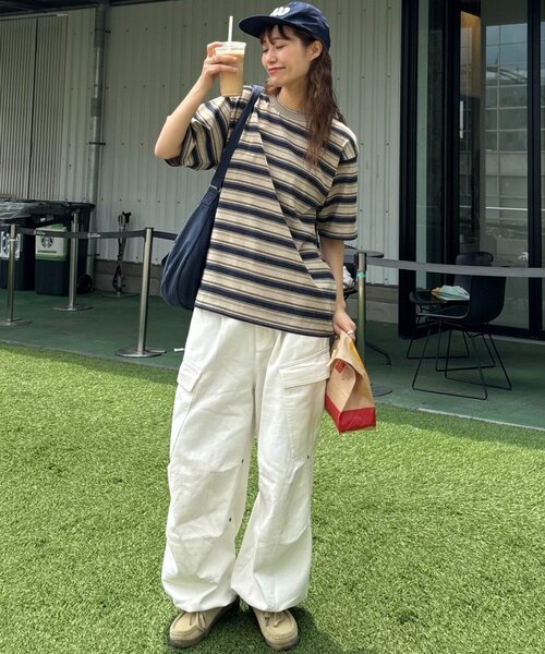 CIAOPANIC TYPY（チャオパニックティピー）の「■【UNISEX】ヴィンテージライクマルチボーダーTEE（Tシャツ/カットソー・レディース・グリーン/ボルドー/グレー/ネイビー・MEDIUM/LARGE）」の18枚目の写真